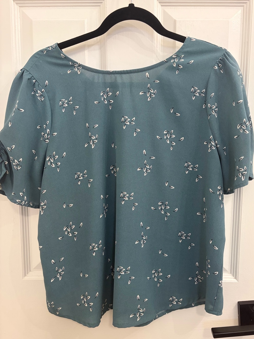 Papermoon Teal Floral Short Sleeve Blouse